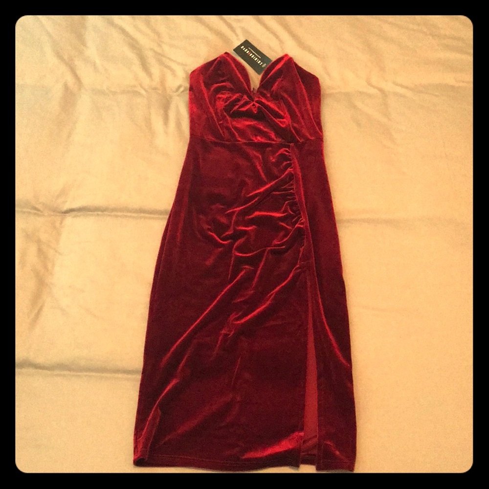 Wine red velvet dress NWT